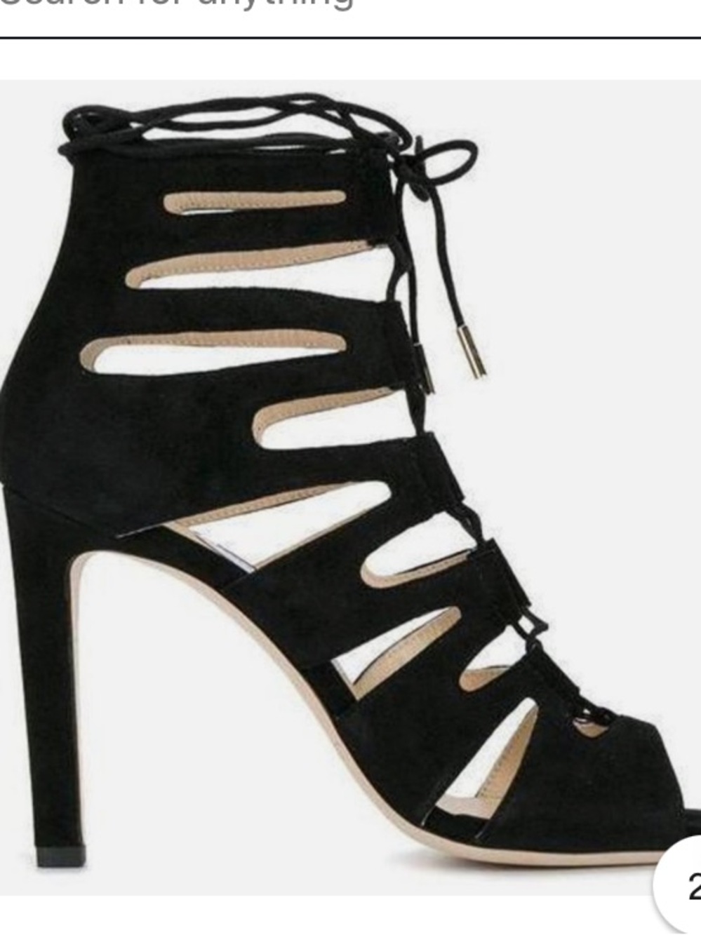 Jimmy Choo Women's Black Suede Lace-Up Cutout High Heel Sandal